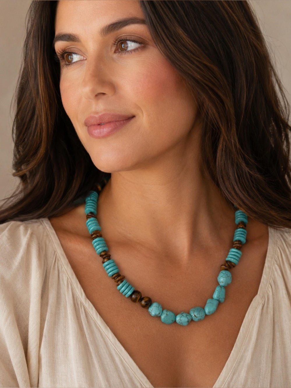 Boho Statement Turquoise Howlite Gemstone - Picture 4 of 4